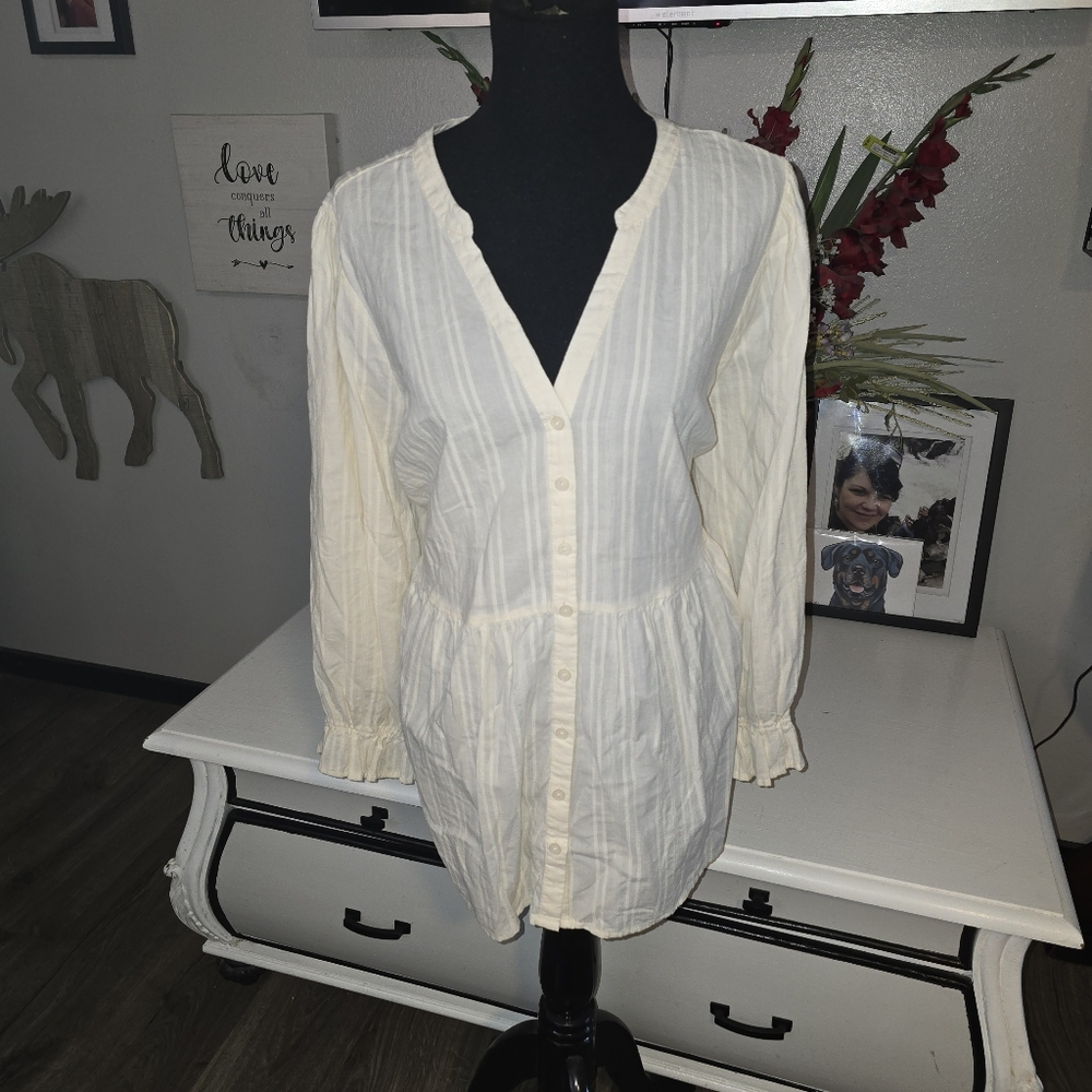 Cream Button-Up Blouse